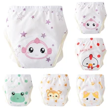 Couche en tissu lavable réutilisable, culotte en coton pour bébé, pantalon d'entraînement, dessin animé, couches pour bébé, sous vêtements pour garçons et filles