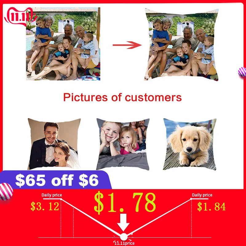 

Fuwatacchi Customized Linen Cushion Cover One Side Print Logo Portrait Pet Letters Plant Home Decor Decorative Pillows Case