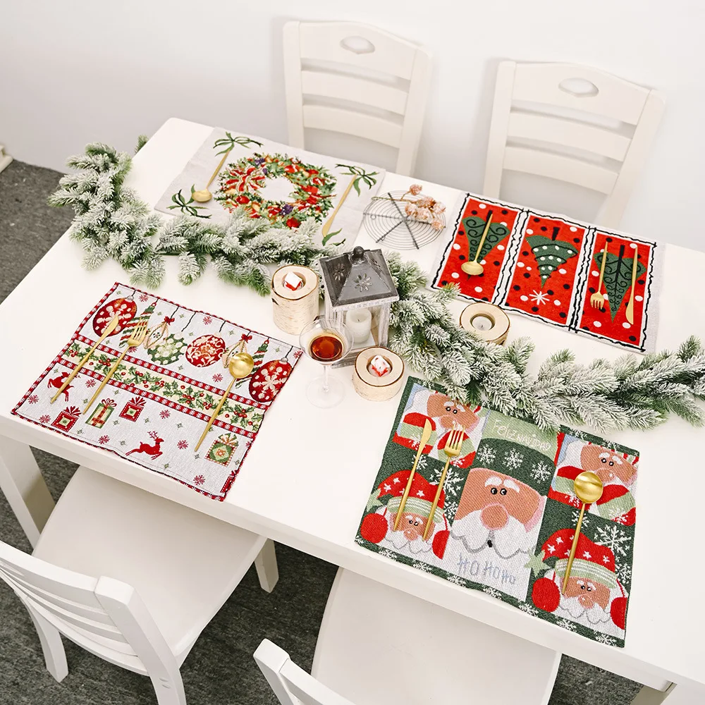 

Christmas 2020new Creative American Nordic Knitwear Tableware Mat Table Mat Thermal Insulation Pad Table Decoration