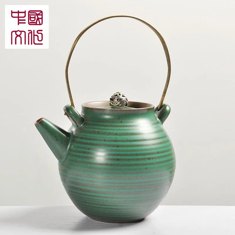

270cc Japanese Handmade Stoneware Lifting Teapot Kiln Change Vintage Kung Fu Tea Set
