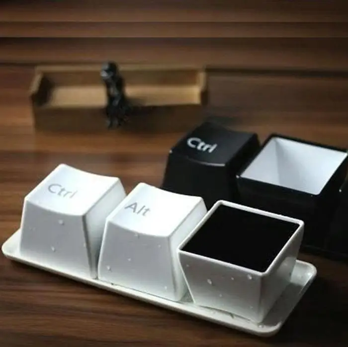 Creative Cup Tea Set Keyboard Fashion Cups Black color ctrl del alt 3 pieces/ Mugs Promotion Gifts Trade Shows Wedding | Дом и сад