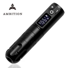 Ambition asker kablosuz dövme kalemi makinesi pil taşınabilir güç fırçasız Motor için dijital LED ekran vücut sanatı