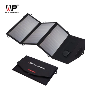 ALLPOWERS 18V 21W Solar Charger Panel Waterproof Foldable Solar Power Bank for 12v Car Battery Mobile Phone Outdoor Hiking 1