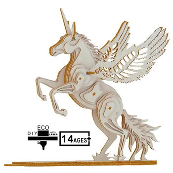 

DIY three-dimensional puzzle pieces boy handmade toys wooden puzzle unicorn number handmade model toys