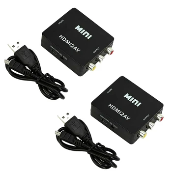 

2 PCS Mini PVC HDMI CVBS RCA to AV Video Converter Adapter HD HDMI 1 to 2 Splitter 720P 1080P