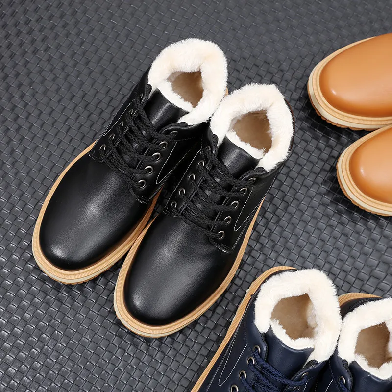 Мужские зимние ботинки теплые ботинки плюшевые ботильоны зимняя рабочая обувь повседневные мужские зимние ботинки