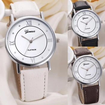 

Leather Band Ladies Watches GENEVA Brand Simple Fashion Casual Women's Watches Women Wristwatch Clock zegarek damski reloj mujer