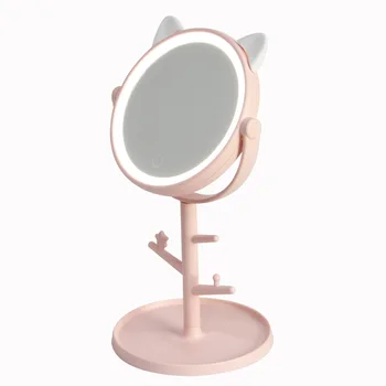 

1PC Makeup LED Mirror Table Desktop Countertop Base Use for Bathroom Travel Normal Magnifying Stand LED Mirror With USB Cable
