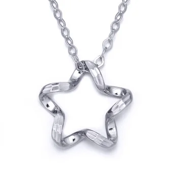 

Elegant Platinum White True Solid Gold PT950 Star Diamond Carve Charm Pendant Necklace for Women Girlfriend Gift Office Jewelry