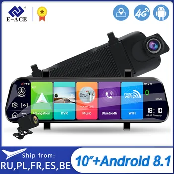 

Dropshipping E-ACE D13 Car Dvr 10"IPS Touch Screen 1080P Dash Cam For Android 8.1 4G WIFI ADAS Car Video Recorder GPS Navigation