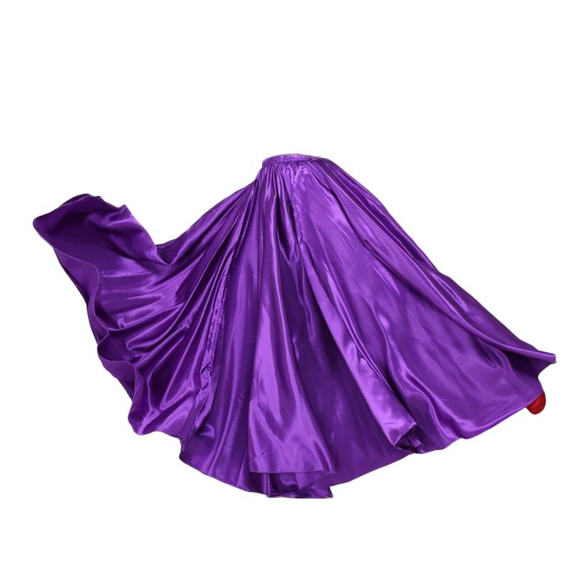 Color4 Одежда для танца живота, длинные юбки макси для взрослых, женщин, детей, девочек, сексуальная испанская юбка фламенко, гладкое атласное восточное платье - Цвет: Color4