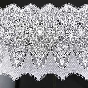 

(3 meters/lot) 360mm Soft Off White Black lace fabric Sewing Garment Ribbon Wedding Dress Fabric