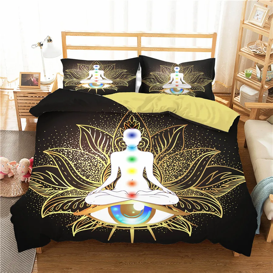 A Bedding Set 3D Printed Duvet Cover Bed Yoga Buddha Home Textiles for Adults Bedclothes with Pillowcase #YJ12 | Дом и сад