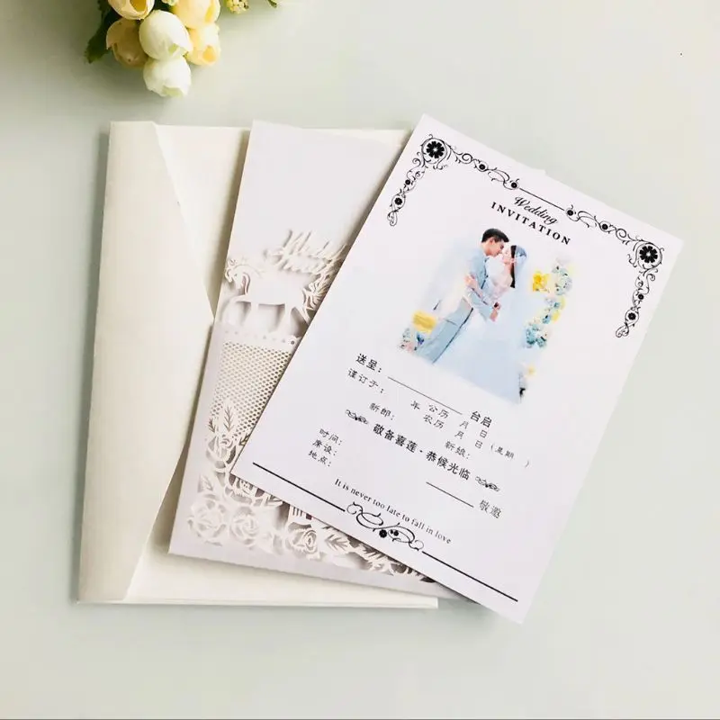  20 Pcs European Style Wedding Invitation Cards with Envelopes Kits Party Supply - 4.00057E+12