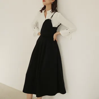 

LANMREM 2020 Chinese styles stand collar full sleeves irregular high waist buttons slim ball Gown dress female vestido WL03401M