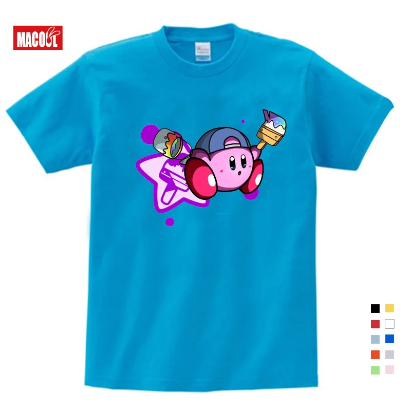 Kids T-shirt Милые толстовки с капюшоном для девочек с изображением Кирби; Детские свитшоты с героями игр; детская зимняя одежда черного цвета с капюшоном; толстовки - Цвет: Kids T-shirt
