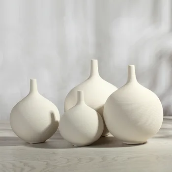 

White Ceramic Vase Home Accessories Nordic Pastoral Modern Minimalist Style Crafts Ornaments