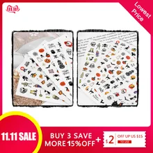 1 лист серии Хэллоуин с обратной клейкой паутинкой Черный кот летучая мышь Тыква дизайн ногтей наклейки украшения DIY Советы