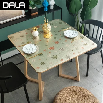 

Dining Table Cover PVC Tablecloth Waterproof Rectangular Table Cloth Soft Glass Table Cover Mat Kitchen Pattern Protect Desktop