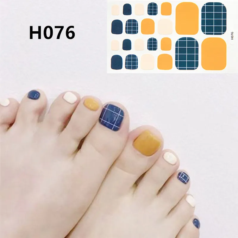 H076 Дизайн, наклейки для ногтей на ноги, Модный лак для ногтей, полное покрытие, водонепроницаемые клейкие фольгированные наклейки для маникюра, предварительно разработанные - Цвет: H076