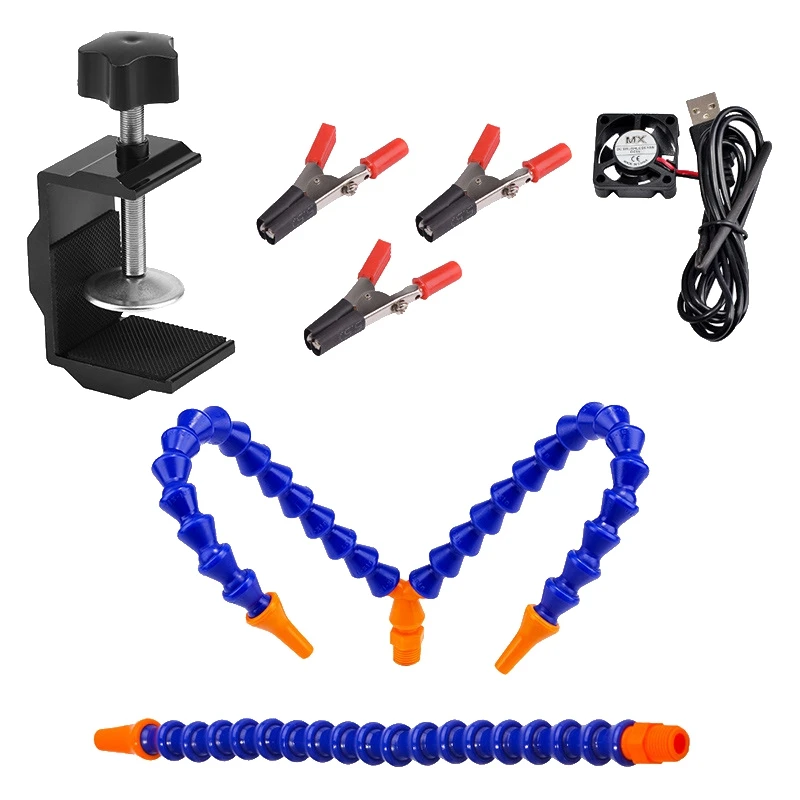 

Soldering Welding Bench Vise Table Clamp Station 3Pcs Flexible Arms Rotatable and Fan