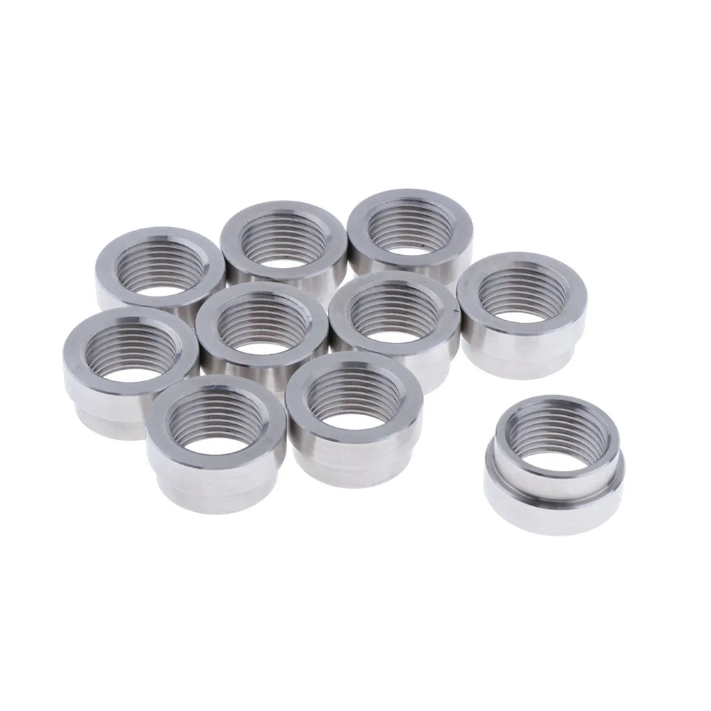 O2 Oxygen Sensor 10pcs/set Weld on Stepped Nut Bung Extension Kits M18x1.5