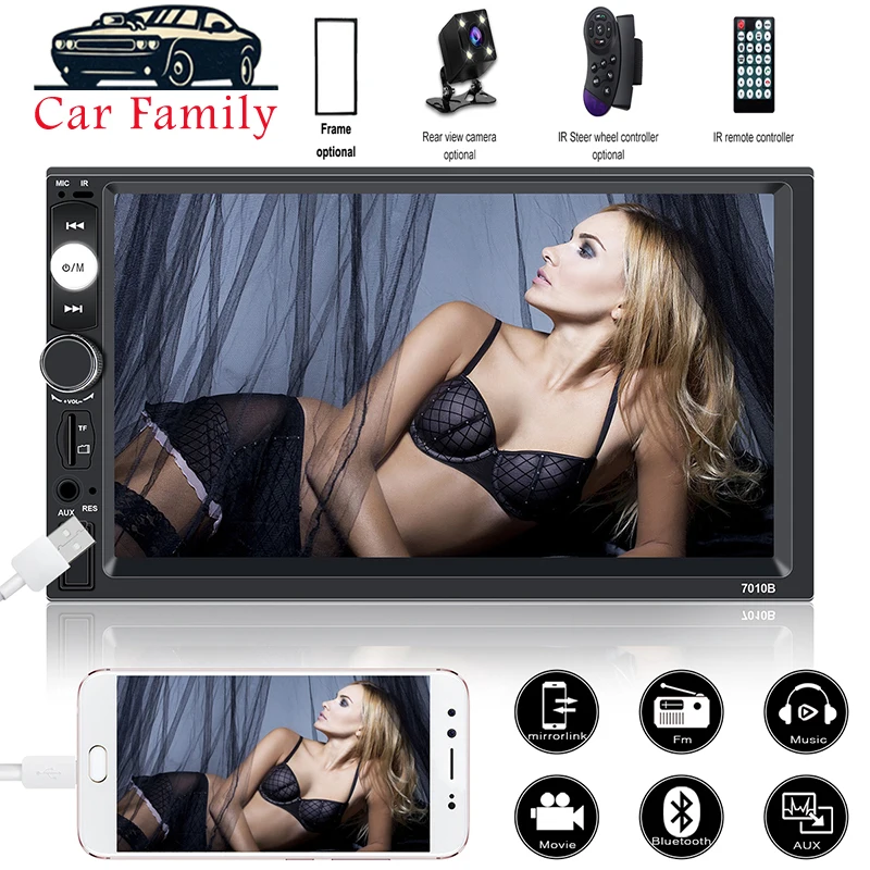 

Car Family Autoradio 2 din car radio 7" HD Touch Screen Multimedia player 12V car Stereo mirrorlink Bluetooth Rear View Camera
