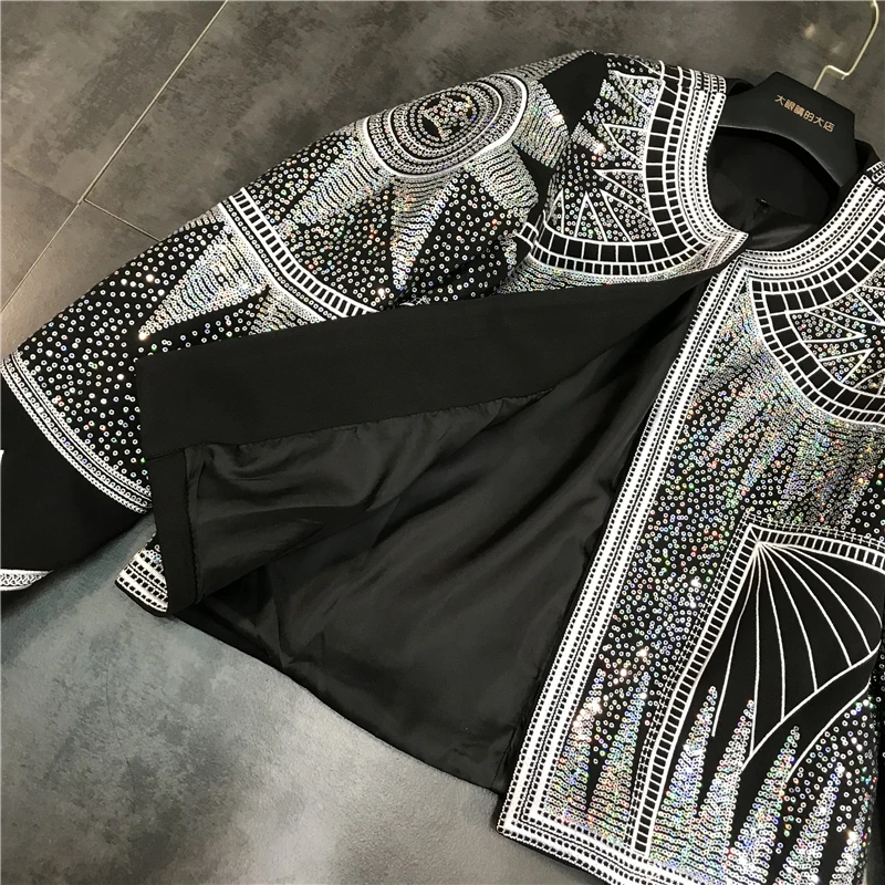 Top Quality Sequin Embroidery Coat Womens Long Sleeve Sequins Basic Jackets Tops Female Autumn Fashion Elegant Clothes