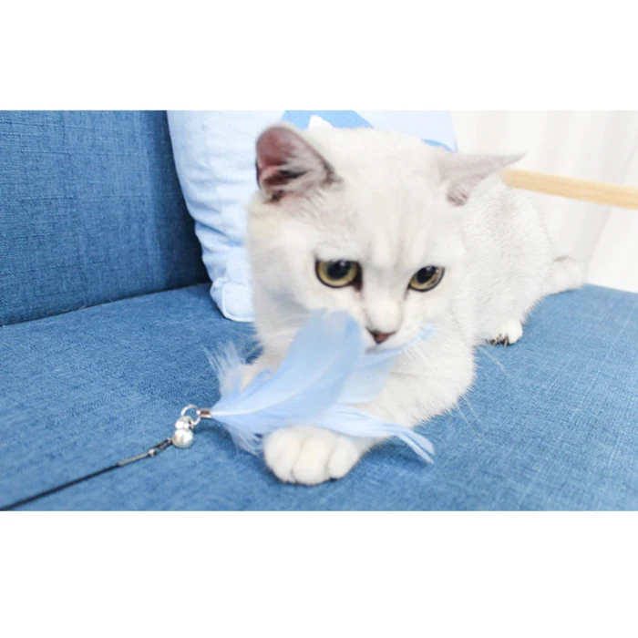 Игрушки для домашних кошек, Игрушка-прорезыватель, палочка, перо, колокольчик, забавная игрушка, выдвижная деревянная ручка FP8