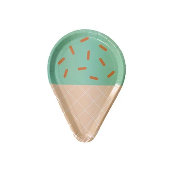 

8pcs plate green children's party supplies baking colored ice cream series tableware set pie decoration dress up