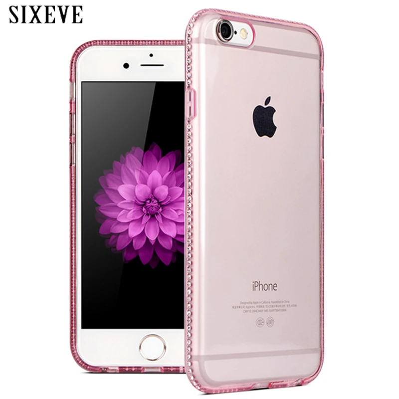 Роскошный мягкий чехол для телефона из ТПУ со стразами iPhone XS Max X XR 8 7 6 S s Plus 6Plus 7Plus