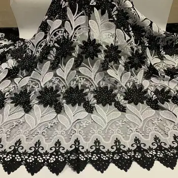 

African Lace Fabric black Color Guipure Lace Fabric 2020 High Quality Nigerian Cord Lace Fabric For Wedding Dresses YYZ6783