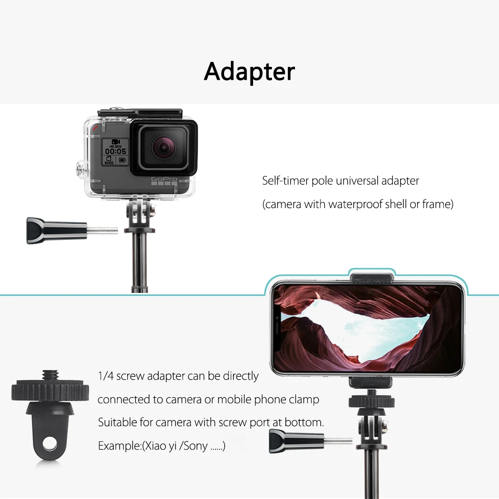 Карманный Трипод с выдвижной ручкой Vamson мини селфи палка для Gopro Hero 8 7 6 5 телефона