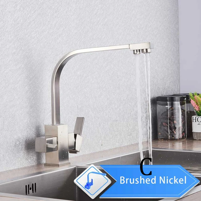 Brushed Nickel C Очистка кухонных смесителей черный выдвижной кухонный фильтр для воды кран трехходовой torneira para cozinha de parede кран для кухни - Цвет: Brushed Nickel C