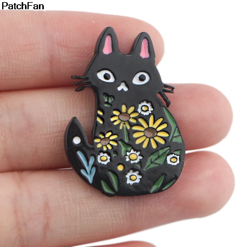 20 шт./лот Patchfan милый цветок Кот цинк галстук мультфильм булавки броши для рюкзака, одежды для женщин шляпа Декоративные значки медали A2490