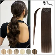 

VLASY Ponytail Clip-In Human Hair Ponytail Hair Extensions 16 20 24Inch 60g-90g Hairpins Blonde Brown Black Ponytail Real Hair