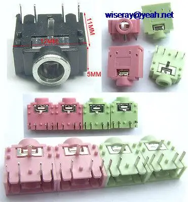 DHL/EMS 1500 шт 3 цвета 5PIN 1/" 3,5 мм стерео Jack Наушники разъем PCB панель Mount-A7