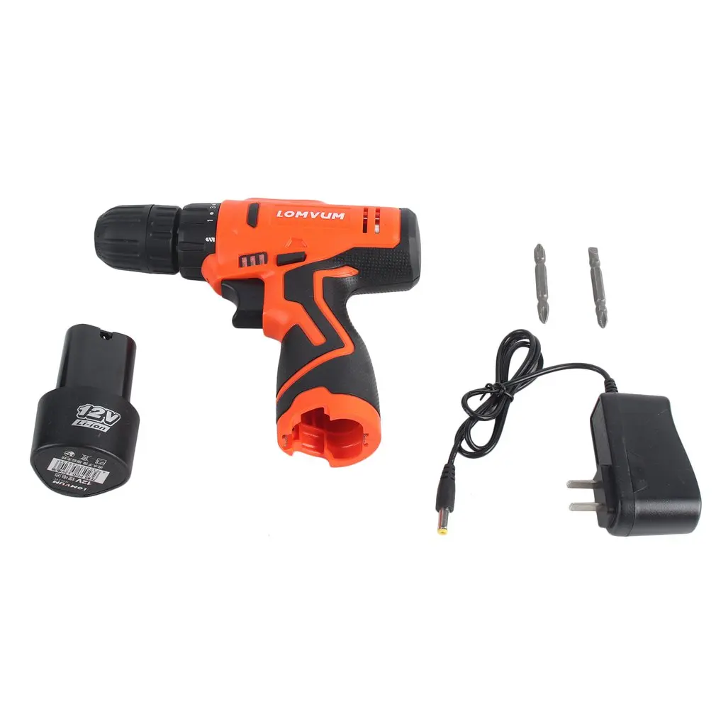 

LOMVUM 12V Double Speed Electric Drill Rechargeable Mini Cordless Handheld Screwdriver Drill