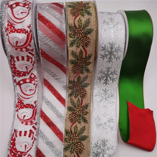 4 Wired Red/Green/White Christmas Plaid Burlap Ribbon 25 Yards