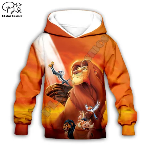 Kids hoodies Толстовки с капюшоном для всей семьи с героями мультфильма «Король Лев» детские толстовки на молнии с 3D принтом в виде Simba уличная одежда с длинными рукавами в стиле Харадзюку - Цвет: Kids hoodies