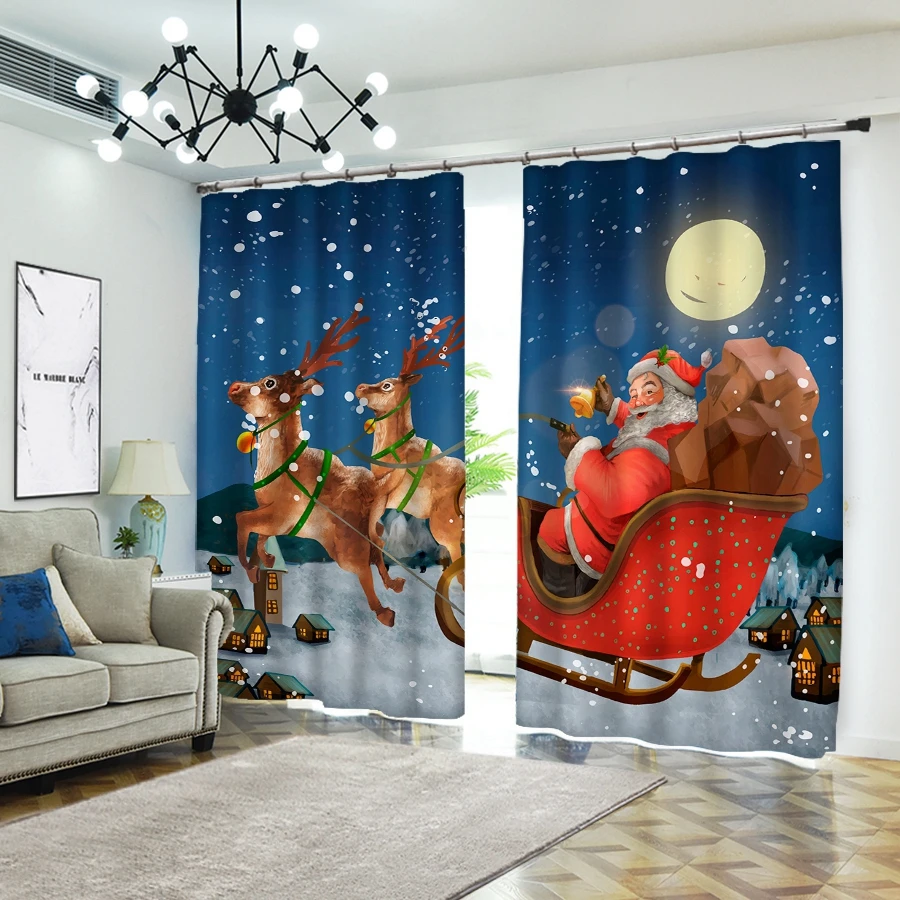 Merry Christmas шторы 3D печатные рождественские затемненные шторы с одним же фото 40*40 см наволочка в подарок