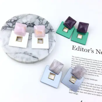 

2020 Brinco Earing The New Cross-border Temperament Baitao Quick Selling Popular Square Geometry Acrylic Earrings Wholesale