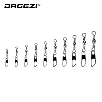 SPECIAL PRICE ❤️ DAGEZI Stainless Steel with Snap Fishhook Lure Swivels 50pcs/lot Fishing Connector Pin Bearing Rolling Swivel Fishing Tackle - discount item 15% OFF Sports & Entertainment