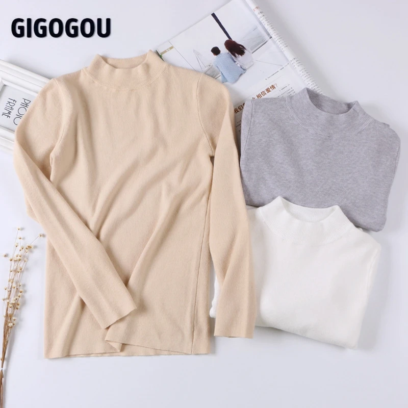 Свитер женский базовый тонкий трикотажный пуловер с круглым вырезом мягкий