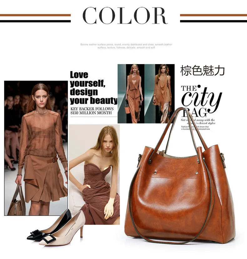 

2018 New Style Versitile Fashion Handbag Crossbody Bag Europe And America Wave-Style Different Size Bags