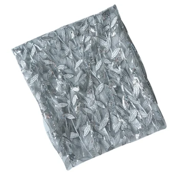 

Silver Leave Table Cloth Embroidery Sequins Background Curtain Wedding Tablecloth Home Decoration Accessories