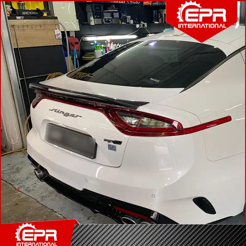 For Kia Stinger Type G Carbon Fiber Rear Trunk Spoiler Wing Lip Add on Body Kit Stinger Tuning