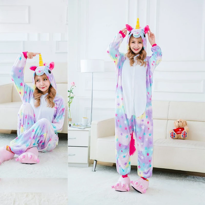 Фланелевая Милая одежда для сна с единорогом; детский Пижамный костюм с рисунком животных; детская одежда для сна; зимний костюм