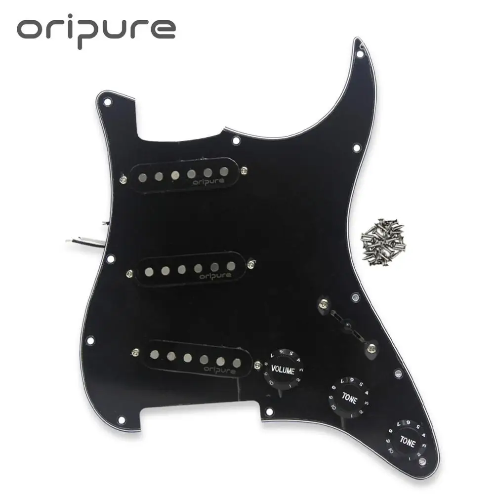 OriPure Prewired Pickup Alnico 5 однокатушечные звукосниматели загружены Pickguard Strat SSS черный на запчасти для электрической гитары