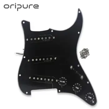 

OriPure Prewired Loaded Pickguard Strat SSS Alnico 5 Single Coil Pickups Black For Electric Guitar Parts